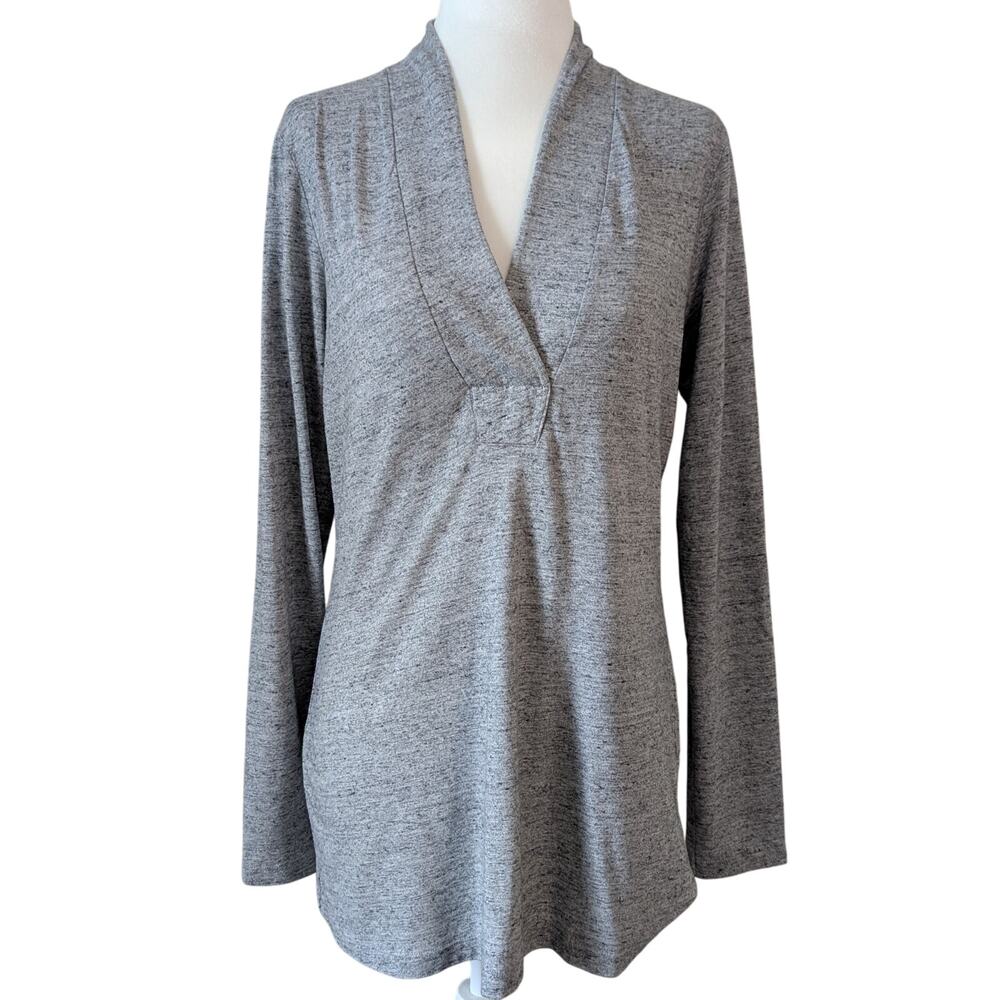CAbi Heather Gray Deep V-Neck Soft Long Sleeve Top Size Small